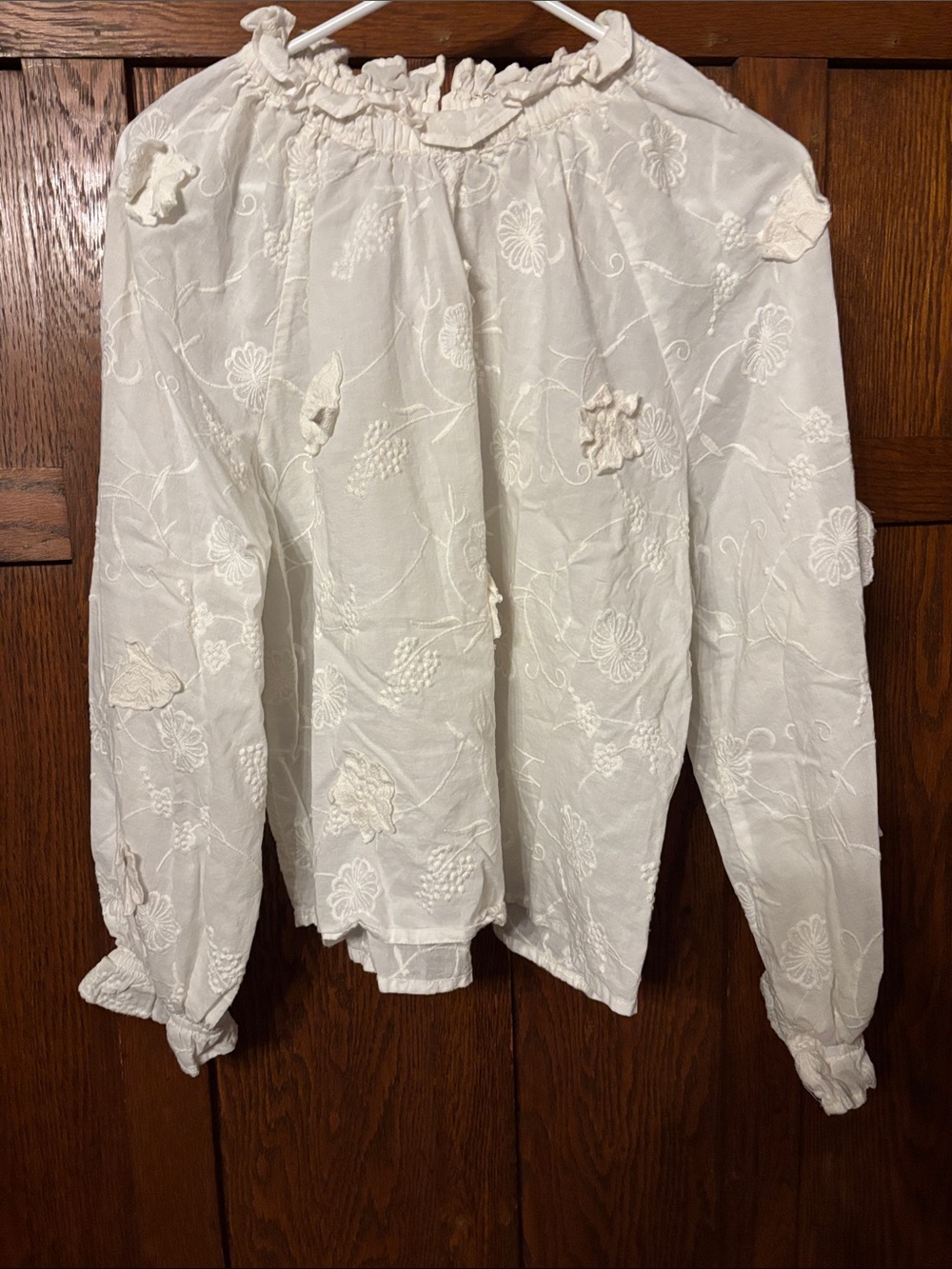 Jennifer & Grace Long Sleeve Embroidered Cottage Shabby Chic Boho Top M